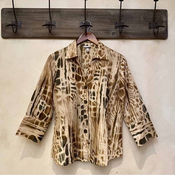 🪶3/$35 HARVÉ BENARD N.Y. Funky-Style Ombre Leopard L/S Button Down Shirt… - Picture 7 of 16